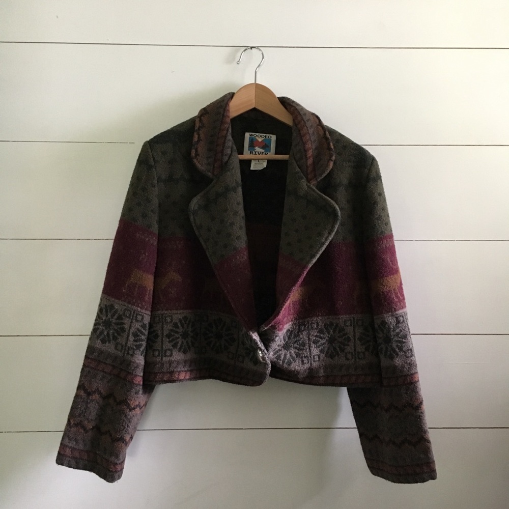 Wooded River Cropped wool coat